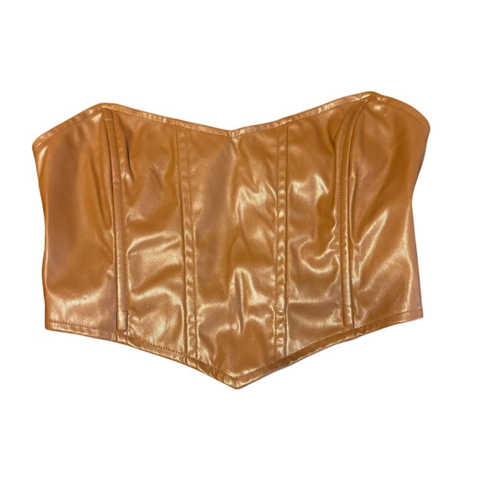 NWT Princess Polly Jessica PU Bustier top Brown Size 4